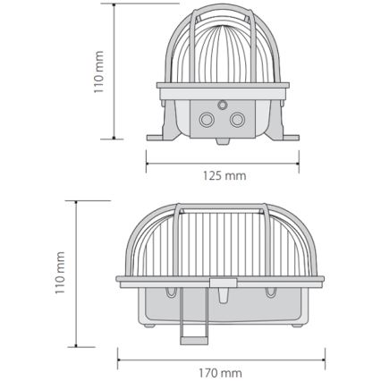 Udendørs loftlampe OVAL 1xE27/60W/230V grå IP44