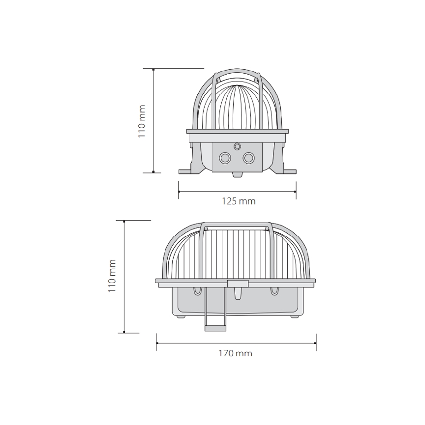 Udendørs loftlampe OVAL 1xE27/60W/230V IP44