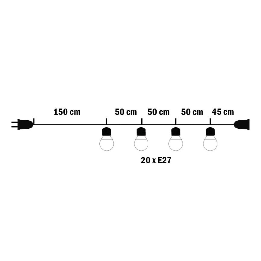 Udendørs lyskæde MIMOSA 20xE27/1,3W/230V IP44 10 m