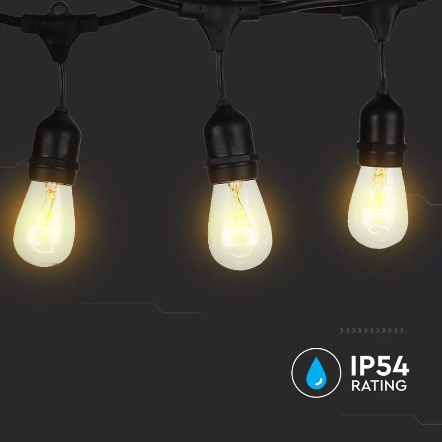 Udendørs lyskæde STRING 15m 15xE27/25W/230V IP54