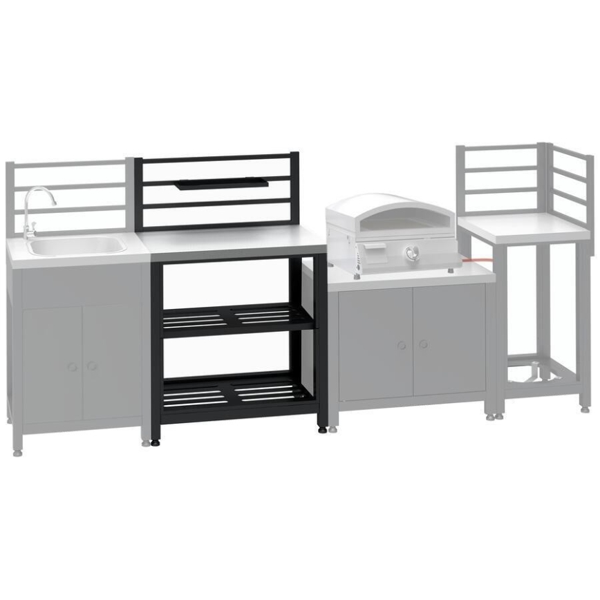 Udendørs modulbord 80x47x123 cm sort/rustfrit stål