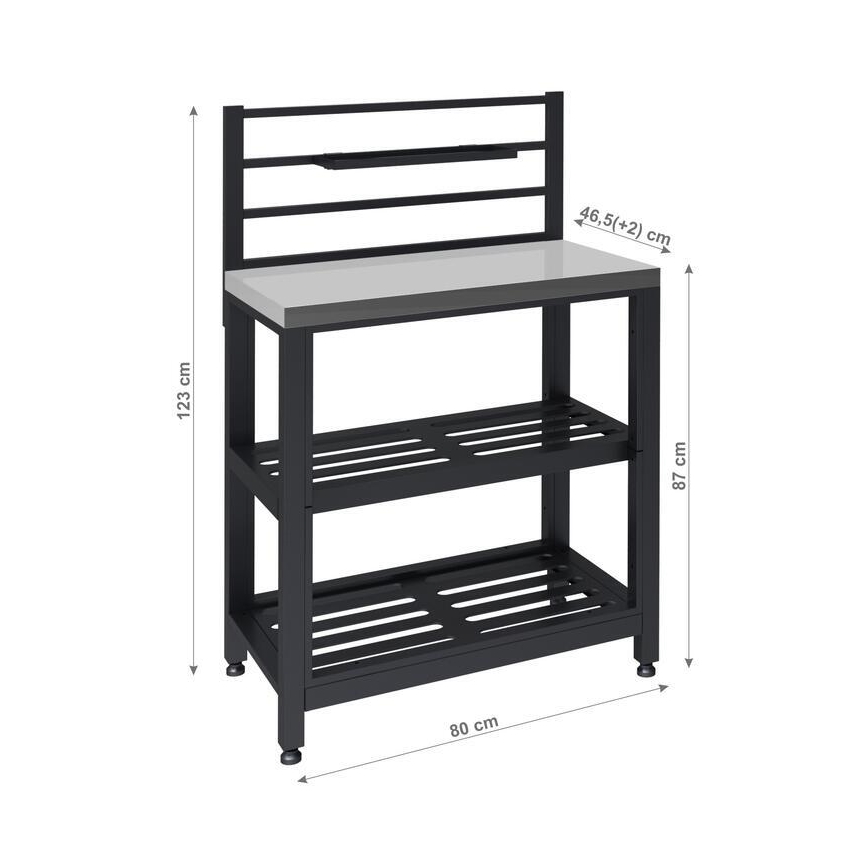 Udendørs modulbord 80x47x123 cm sort/rustfrit stål