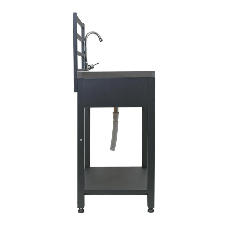 Udendørs modulbord med vask 60x47x123 cm sort/rustfrit stål