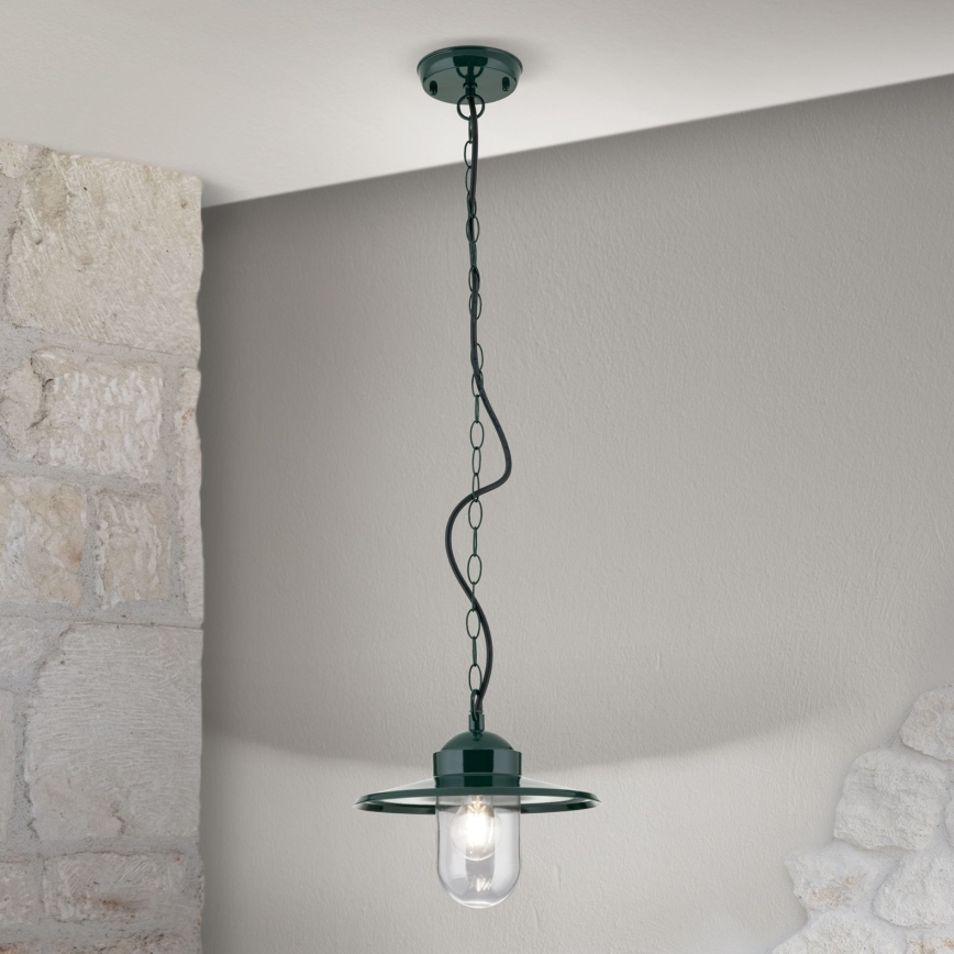 Udendørs pendellampe EDWARD 1xE27/60W/230V IP44 grøn