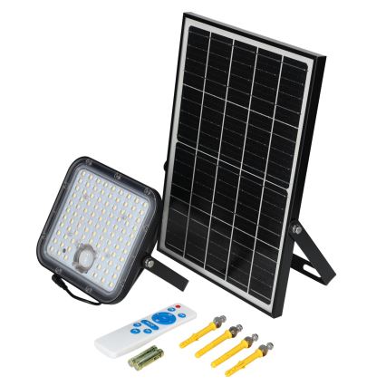 Udendørs solcelle spotlight med sensor LED/30W/6,4V 4000K IP65 6000 mAh + fjernbetjening