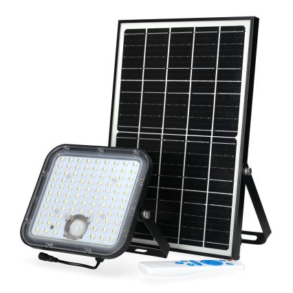 Udendørs solcelle spotlight med sensor LED/30W/6,4V 4000K IP65 6000 mAh + fjernbetjening