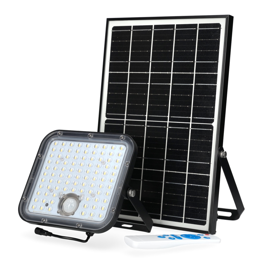 Udendørs solcelle spotlight med sensor LED/30W/6,4V 4000K IP65 6000 mAh + fjernbetjening