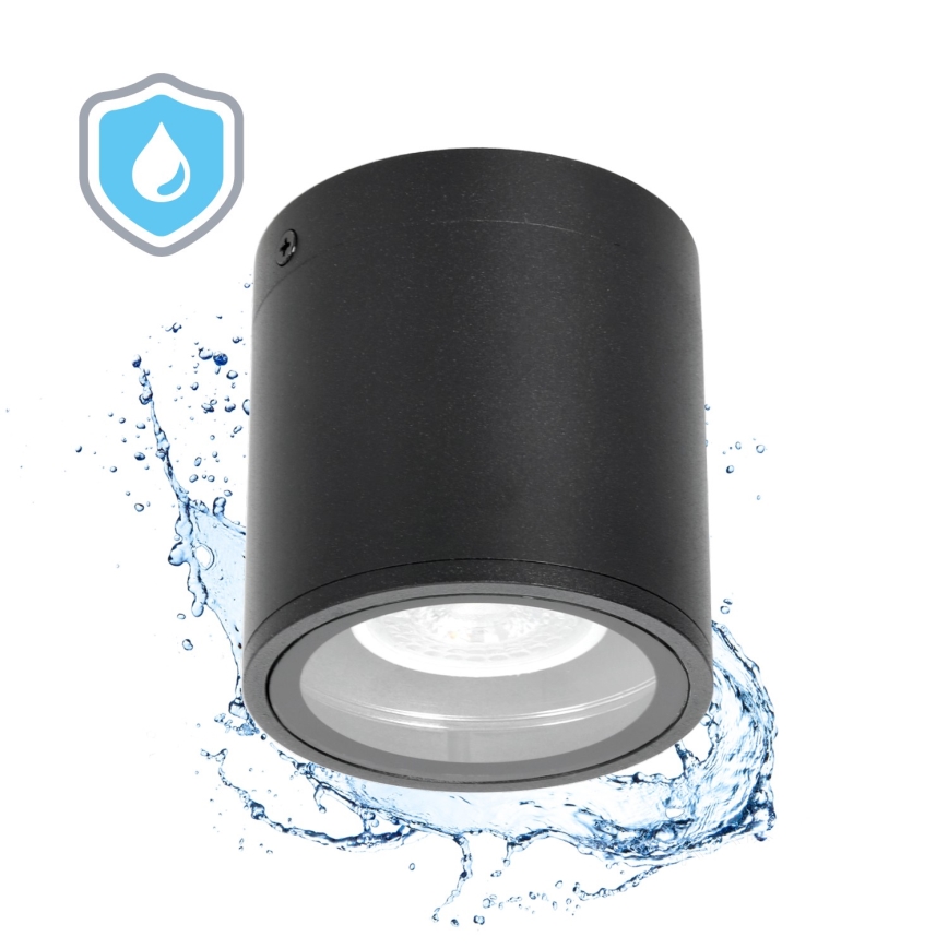 Udendørs spotlampe 1xGU10/35W/230V IP54 rund sort