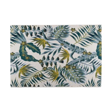 Udendørs tæppe CAPPUCCINO 120x180 cm turkis/bladmønster