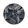 Udendørs tæppe JUNGLE 135 cm, sort/hvid, bladmønster