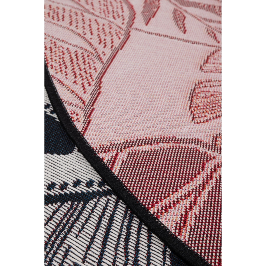 Udendørs tæppe JUNGLE 135 cm, sort/hvid, bladmønster