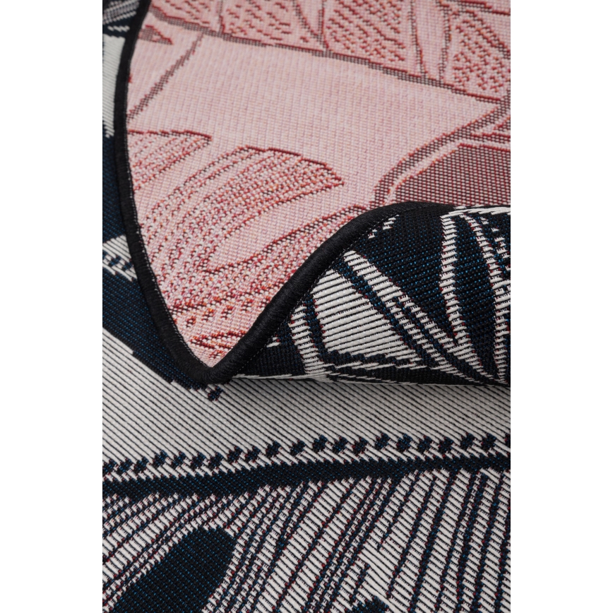 Udendørs tæppe JUNGLE 135 cm, sort/hvid, bladmønster