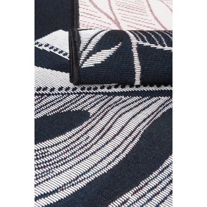 Udendørs tæppe JUNGLE 160x220 cm sort/hvid med bladmønster