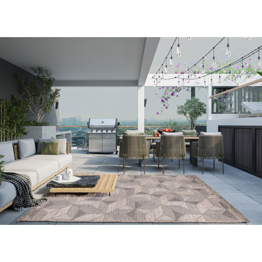 Udendørs tæppe ORIA 120x170 cm, grå/beige