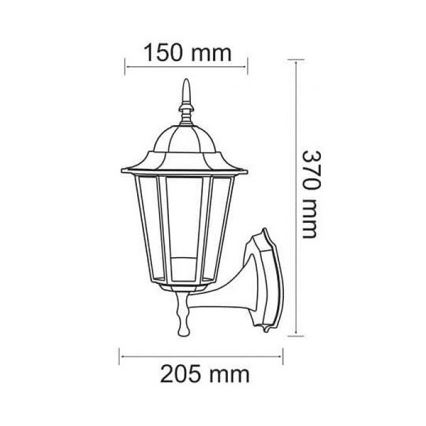 Udendørs væglampe 1xE27/20W/230V IP43 patina