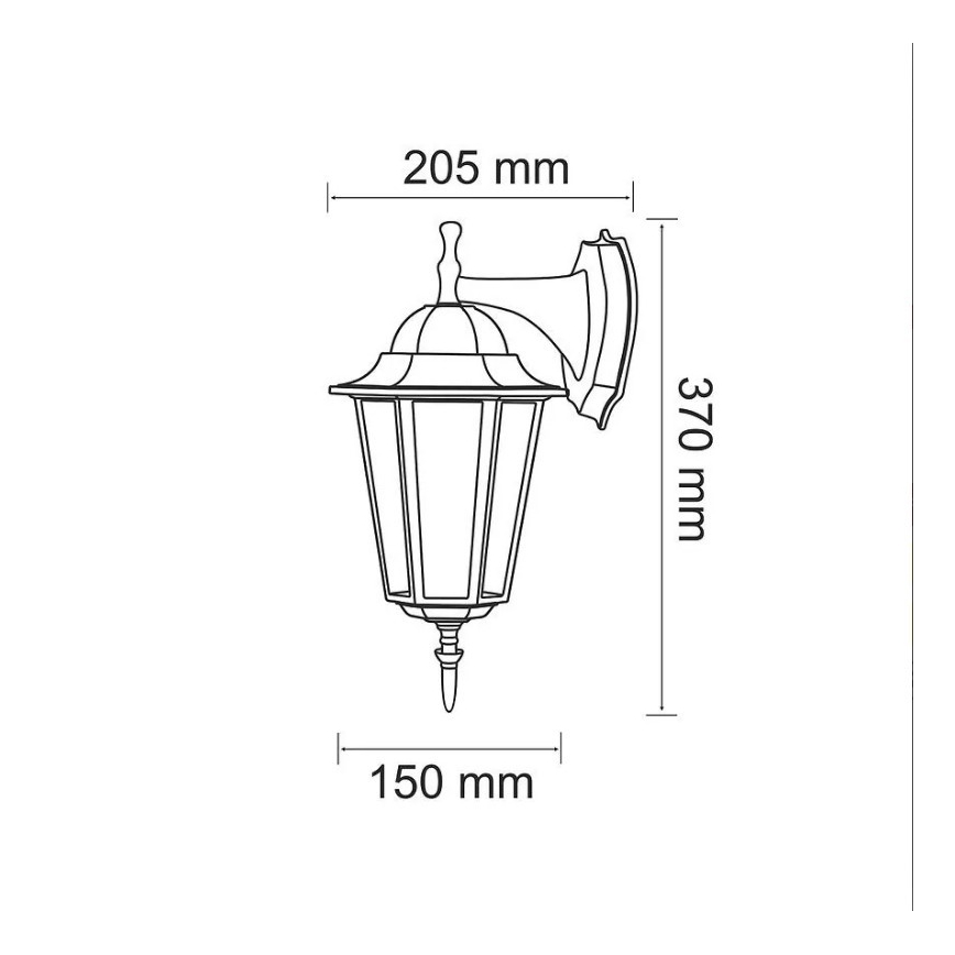 Udendørs væglampe 1xE27/20W/230V IP43 sort