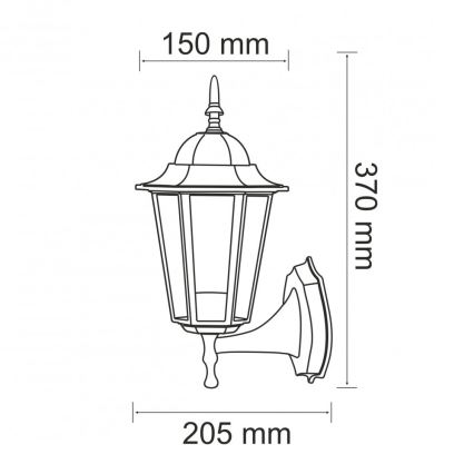 Udendørs væglampe 1xE27/20W/230V IP43 sort