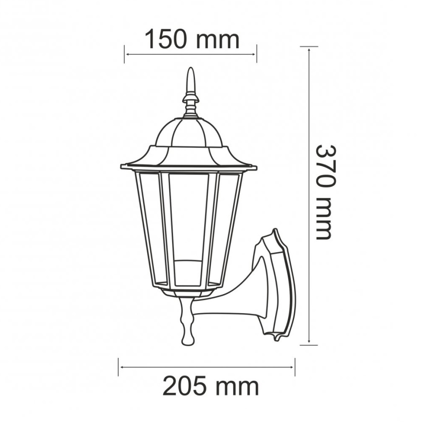 Udendørs væglampe 1xE27/20W/230V IP43 sort