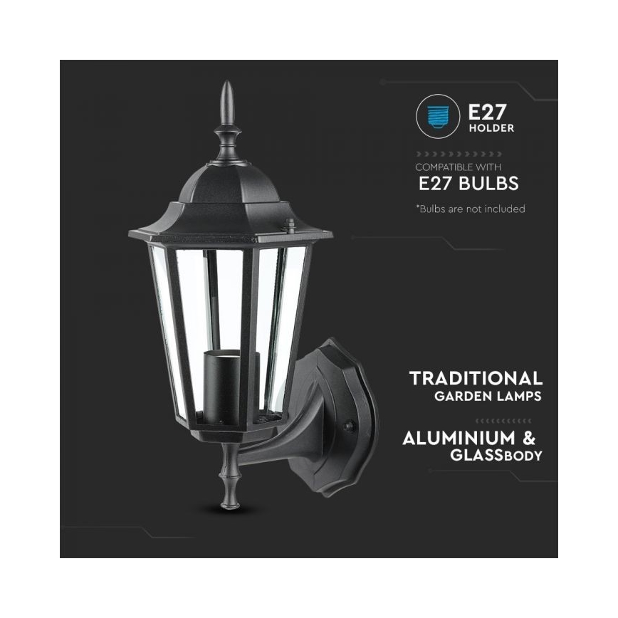 Udendørs væglampe 1xE27/40W/230V IP44 sort
