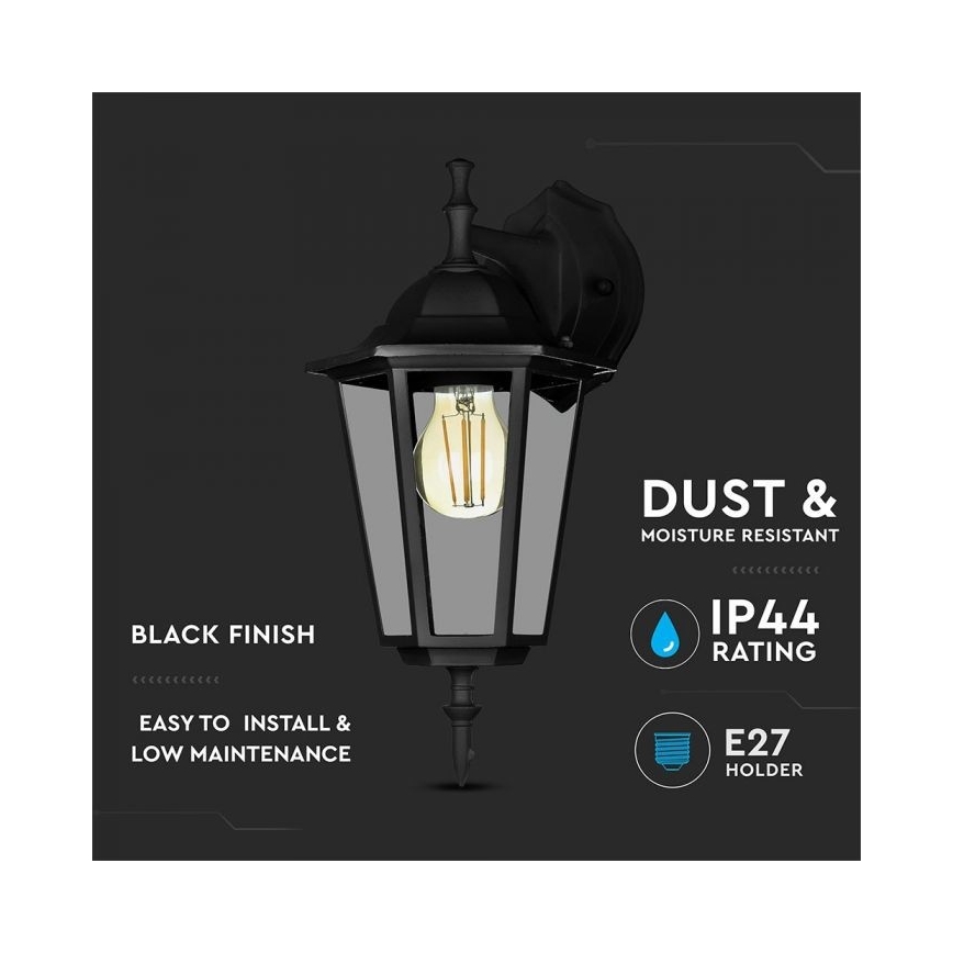 Udendørs væglampe 1xE27/40W/230V IP44 sort