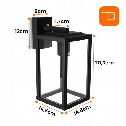 Udendørs væglampe 1xE27/40W/230V IP54 sort