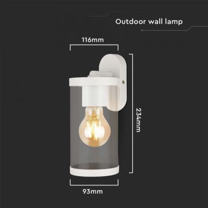 Udendørs væglampe 1xE27/60W/230V IP44 hvid
