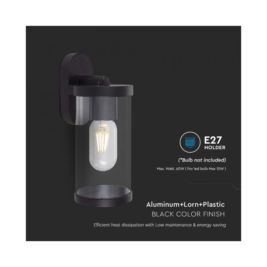 Udendørs væglampe 1xE27/60W/230V IP44 sort