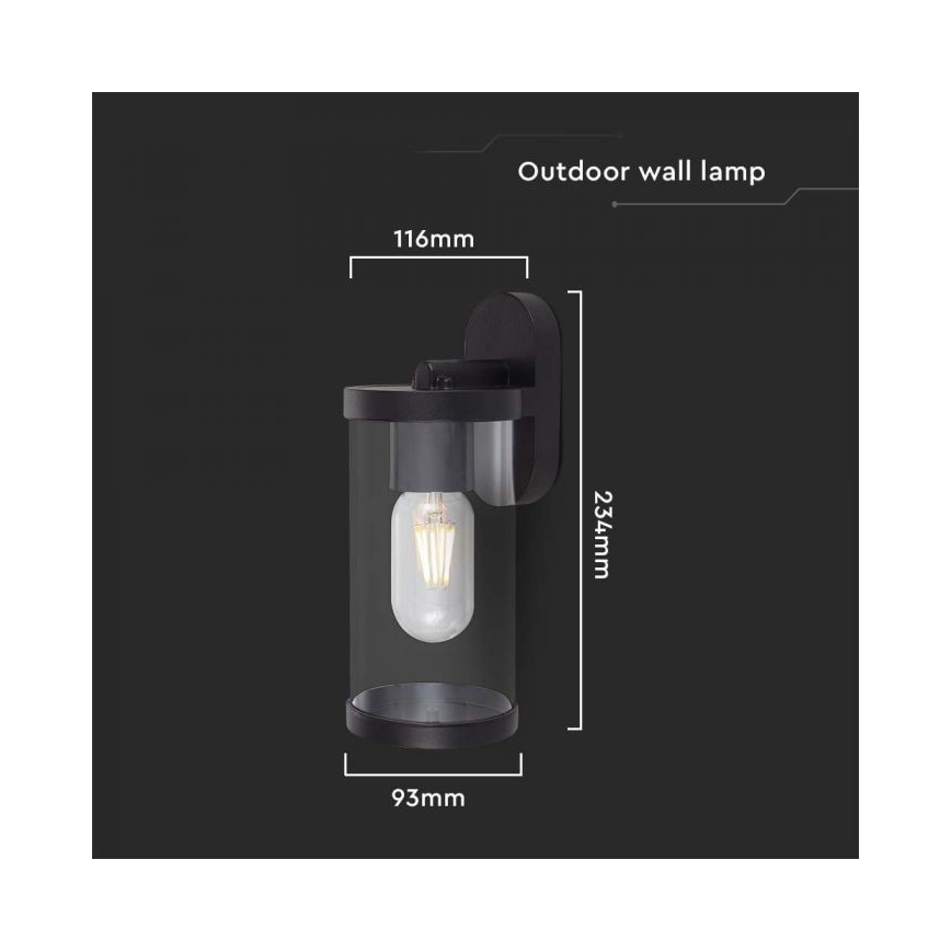 Udendørs væglampe 1xE27/60W/230V IP44 sort