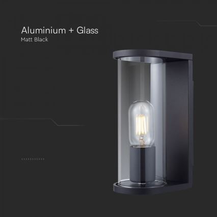 Udendørs væglampe 1xE27/60W/230V IP44 sort/røget glas