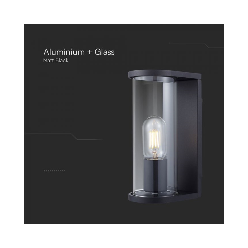 Udendørs væglampe 1xE27/60W/230V IP44 sort/røget glas