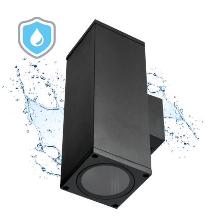 Udendørs væglampe 2xGU10/35W/230V IP54 kantet sort