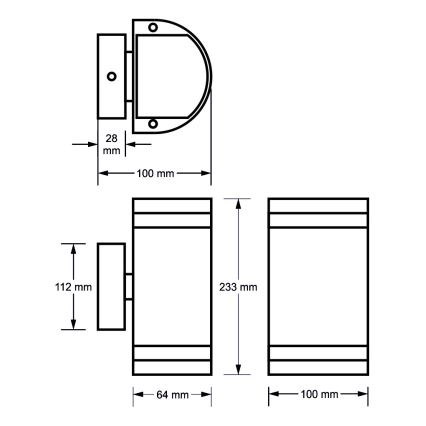 Udendørs væglampe KORTEK 2xGU10/30W/230V IP54 sort