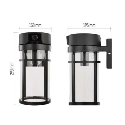 Udendørs væglampe med kamera GOSMART 1xE27/15W/230V Wi-Fi IP44