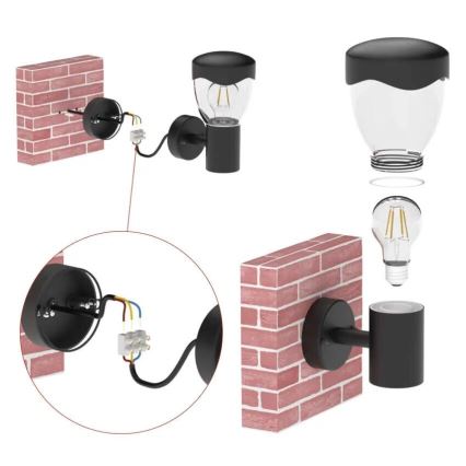 Udendørs væglampe med sensor ARTEO 1xE27/15W/230V IP44