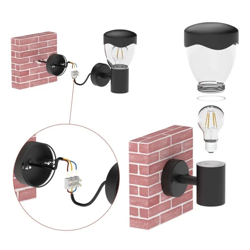 Udendørs væglampe med sensor ARTEO 1xE27/15W/230V IP44