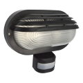 Udendørs væglampe med sensor ORIKO 1xE27/15W/230V IP54 sort