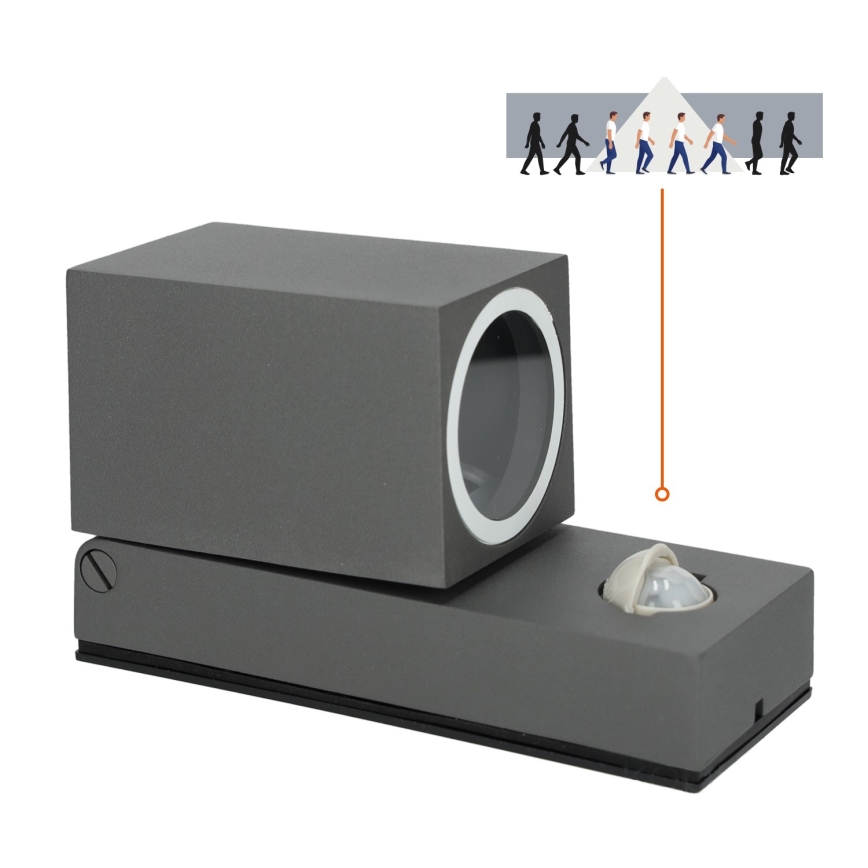 Udendørs væglampe med sensor QUAZAR 1xGU10/35W/230V IP44 grå