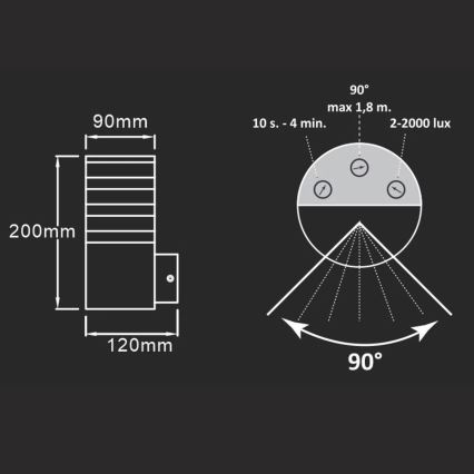 Udendørs væglampe med sensor TEKSAS 1xE27/12W/230V IP44 antracit