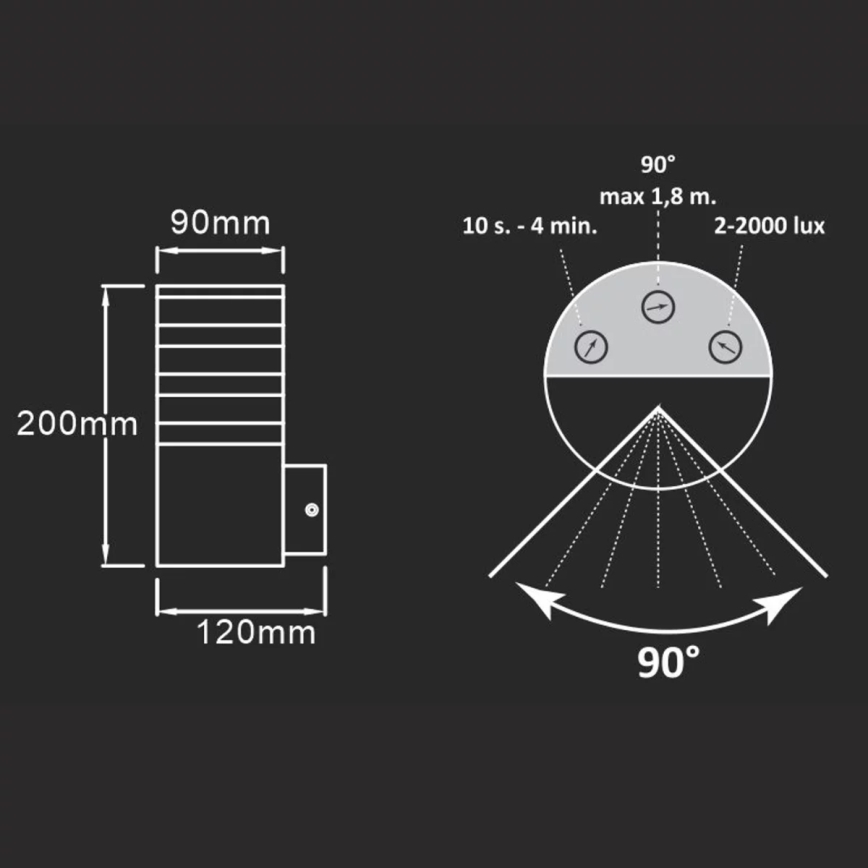 Udendørs væglampe med sensor TEKSAS 1xE27/12W/230V IP44 antracit