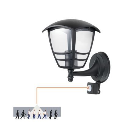 Udendørs væglampe med sensor TEVIO 1xE27/60W/230V IP54 sort