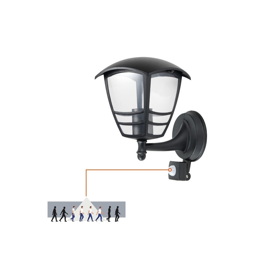 Udendørs væglampe med sensor TEVIO 1xE27/60W/230V IP54 sort