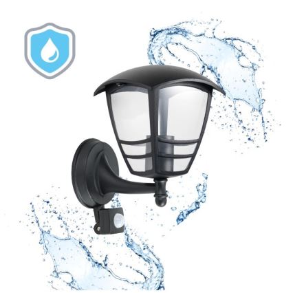 Udendørs væglampe med sensor TEVIO 1xE27/60W/230V IP54 sort