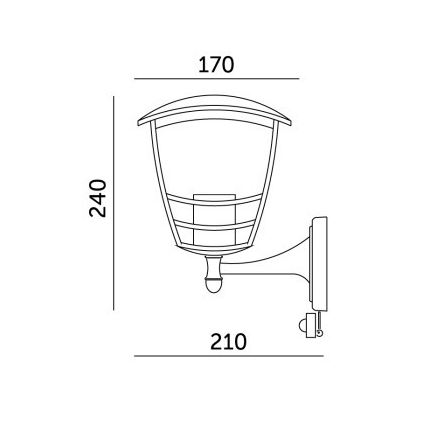 Udendørs væglampe med sensor TEVIO 1xE27/60W/230V IP54 sort
