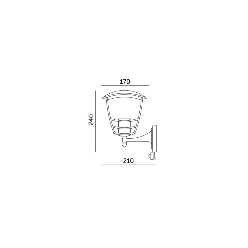 Udendørs væglampe med sensor TEVIO 1xE27/60W/230V IP54 sort