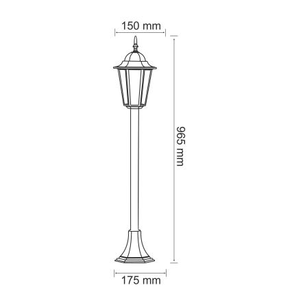 Udendørslampe 1xE27/20W/230V IP43 96,5 cm patina