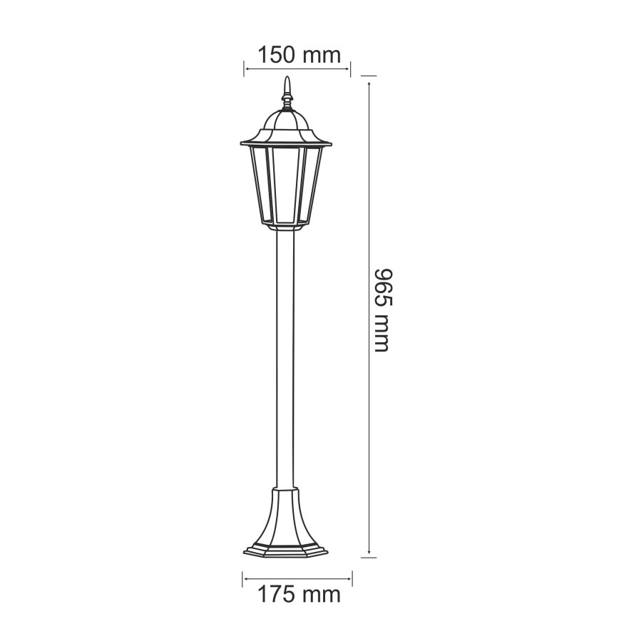 Udendørslampe 1xE27/20W/230V IP43 96,5 cm sort