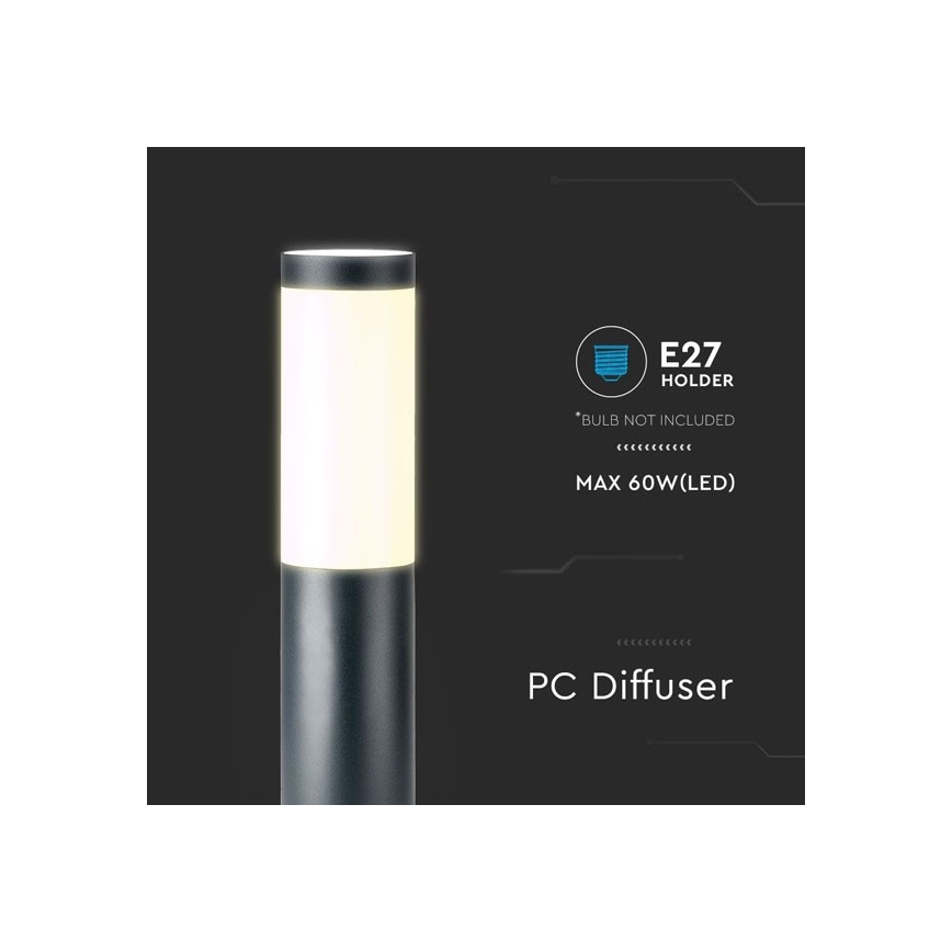 Udendørslampe 1xE27/60W/230V IP44 45 cm antracitgrå