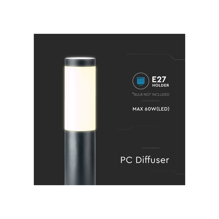 Udendørslampe 1xE27/60W/230V IP44 80 cm sort