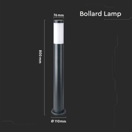 Udendørslampe 1xE27/60W/230V IP44 80 cm sort