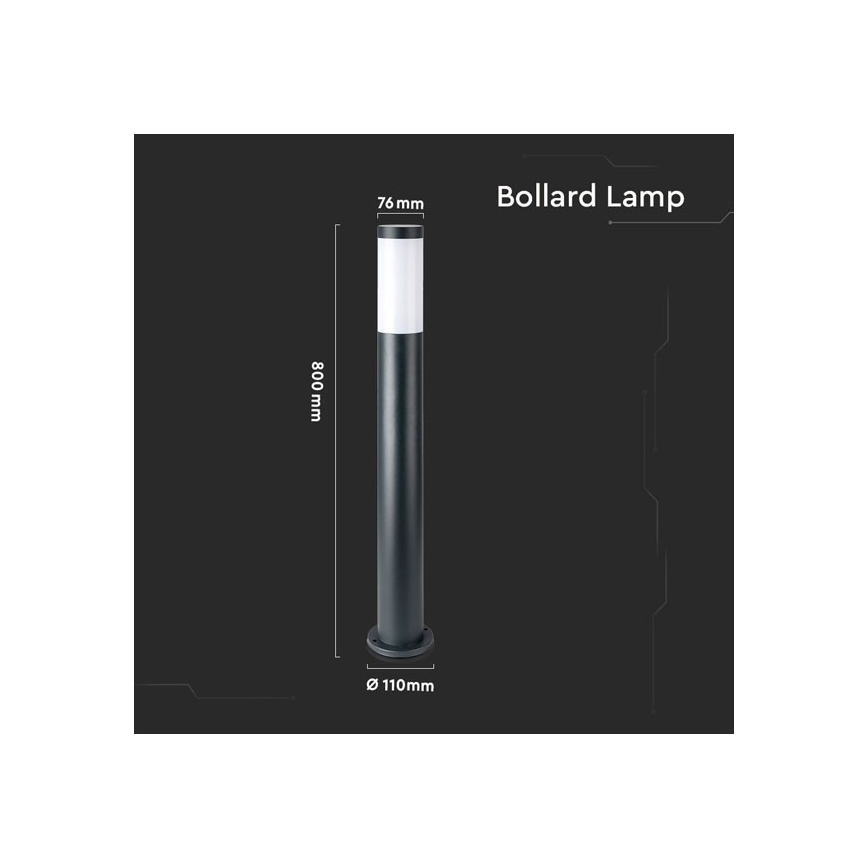 Udendørslampe 1xE27/60W/230V IP44 80 cm sort